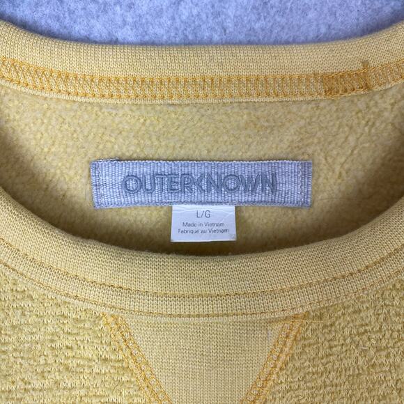 Outerknown Mens L Hightide Crew Neck Sweatshirt Yellow Terry Cloth - Picture 5 of 6